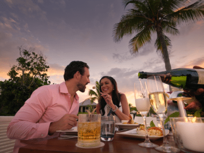 A Sunset Proposal at a Romantic Restaurant